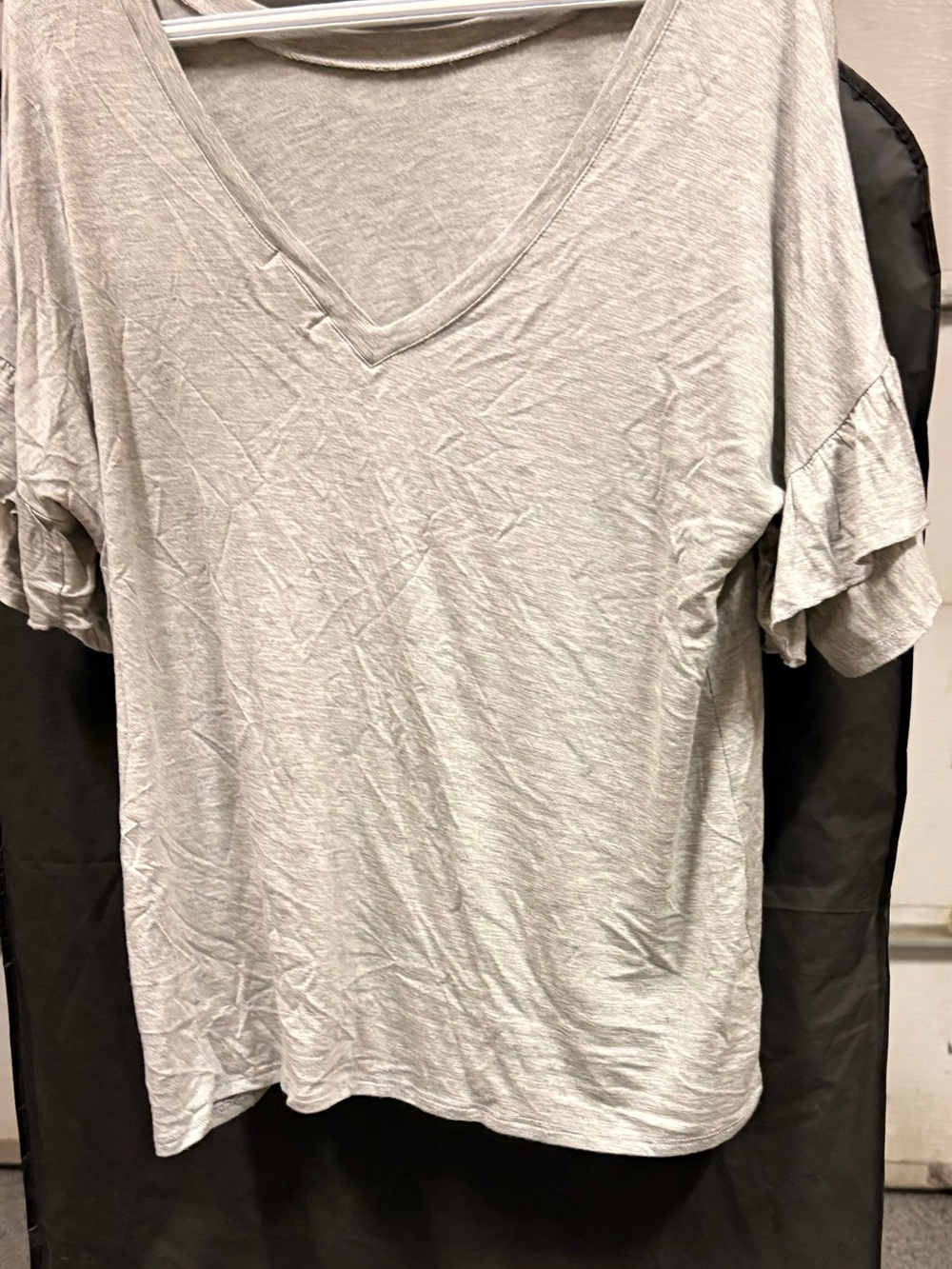 Woman’s V-Neck Short Sleeve Shirt - Light Gray